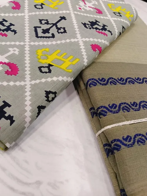 Chettinadu Cotton A02107 (Grey Blue)